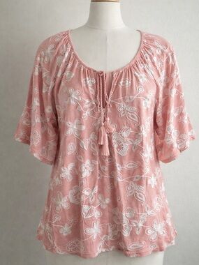 Liv Los Angeles Dusty Pink Embroidered Blouse